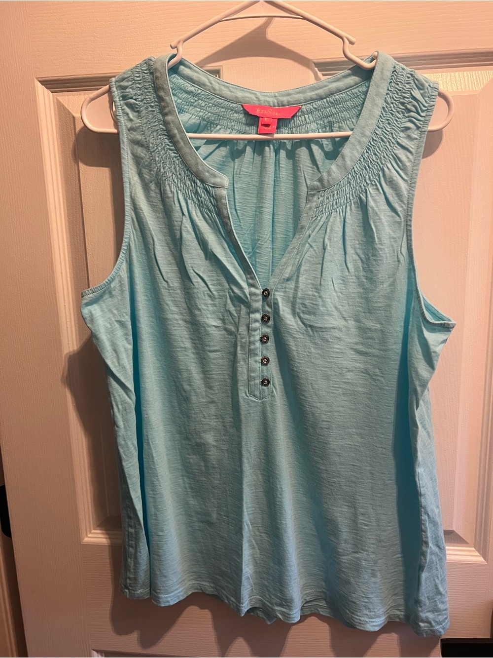 Lilly Pulitzer Light Aqua Sleeveless Henley Tank